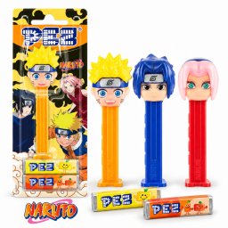 Bomboane PEZ Naruto cu Dispenser, Blister 1 Jucărie de Colecție + 2 Rezerve, 17g