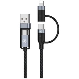 USB/Type-C to Type-C (PD65W)/Lightning (PD20W), 1m, negru