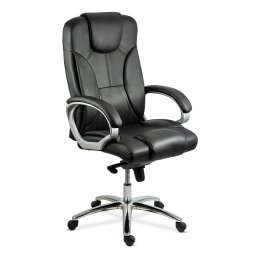 Scaun directorial din piele naturală cu bază metalică OFF 5860 negru