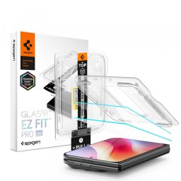 Folie de protectie Ecran Exterior Spigen GlastR EZ FIT Pro HD pentru Apple iPhone Duo, Sticla Securizata, Full Glue, Set 2 bucati AGL12013