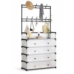 UB Dulap tip cuier multifunctional cu 4 sertare 8 carlige si suport haine BA