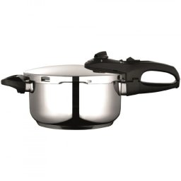 Oală sub presiune Fagor Duo 4L, 22 cm, 60/100 kPa, marcaj interior, fund IMPAKSTEEL, 5 sisteme de protecție, compatibilă cu plitele cu inducție, argintie