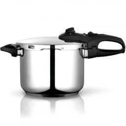 Oală sub presiune Fagor Duo 6L, 22 cm, 60/100 kPa, marcaj interior, fund IMPAKSTEEL, 5 sisteme de protecție, compatibilă cu plitele cu inducție, argintie