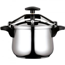 Oală sub presiune Fagor Clasica 8 L, 55 kPa, 24 cm, supapă de siguranță, 3 sisteme de protecție, oțel inoxidabil 18/10, compatibilă cu plitele cu inducție, argintie