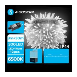 Aigostar - LED ghirlandă luminoasă de exterior pentru Crăciun 300xLED/8 funcții 33m IP44 alb rece