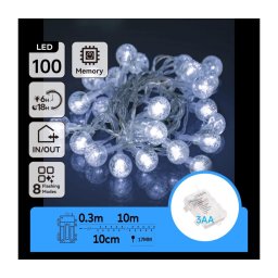 Aigostar - Ghirlandă LED de exterior 100xLED/3xAA/8 funcții 10,3 m IP44 alb rece