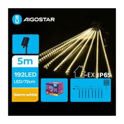 Aigostar - Ghirlandă de Crăciun solară cu 192 LED-uri, 8 m, IP65, alb cald