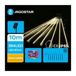 Aigostar - Ghirlandă solară de Crăciun cu LED 384xLED/13m IP65 alb cald
