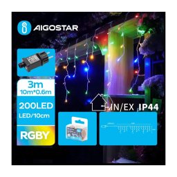 Aigostar - Ghirlandă LED de exterior pentru Crăciun 200xLED/8 funcții 13x0,6m IP44 multicolor