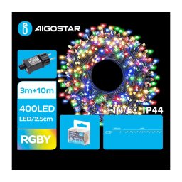 Aigostar - Ghirlandă LED de exterior pentru Crăciun, 400 LED, 8 funcții, 13 m, IP44, multicolor