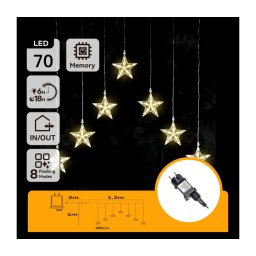 Aigostar - Ghirlandă LED de exterior pentru Crăciun, 70 LED, 230 V, 1,2 x 1 m, IP44, alb cald, cu stele
