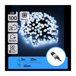 Aigostar - Ghirlandă decorativă LED pentru exterior 100xLED/3,6W/230V/8 funcții 10m IP44 alb rece