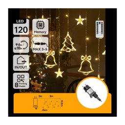 Aigostar - LED șir luminos de Crăciun pentru exterior 120xLED/6W/230V/8 funcții 3x0,6m IP44 alb cald+telecomandă
