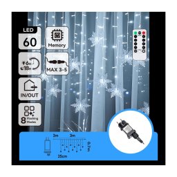 Aigostar - LED șir exterior de Crăciun 120xLED/6W/230V/8 funcții 3x0,7m IP44 alb rece+telecomandă