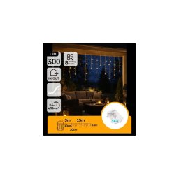 Aigostar - Ghirlandă LED de exterior pentru Crăciun, 300 LED / 8 funcții, alimentare 3xAA, 18 x 0,6 m, IP44, alb cald