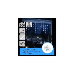 Aigostar - Ghirlandă LED de Crăciun pentru exterior, 300 LED, 8 moduri, alimentare 3xAA, 18 x 0,6 m, IP44, alb rece