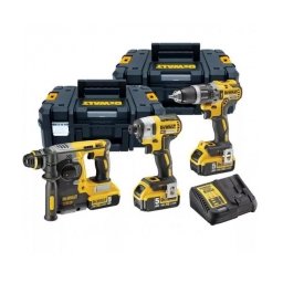 DeWalt - DCD796N + DCF887N + DCH273N - Masina de gaurit si insurubat cu percutie, 70 Nm + Masina de insurubat cu impact, 205 Nm, M5-M14 + Rotopercutor SDS-Plus, 2.1 J + Set 3 acumulatori si incarcator, Li-Ion, 18 V, 5 Ah + 2 x valiza speciala