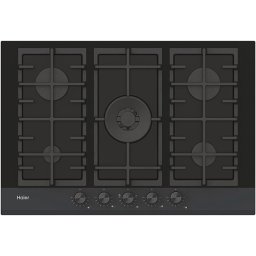 Plita HAVG75HB, Gaz, 5 arzatoare, Aprindere electrica, Wok, Gratar fonta, 75 cm, Sticla neagra