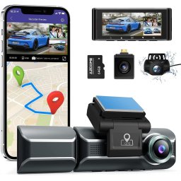 Camera auto DVR AZDOME M550 MAX, Tripla, 4K, WiFi, GPS, Unghi 170 , WDR, G-Sensor, Mod parcare, Card 64Gb inclus
