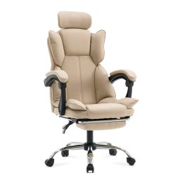 Scaun de birou din piele sintetica si suport de picioare OFF 4151 crem