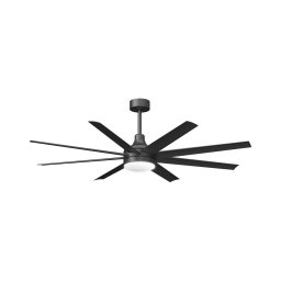 ZEVENTI - Ventilator de tavan LED dimabil, 24W, 230V, 2700-6500K, 165 cm, negru + telecomandă