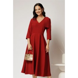 Rochie DY Fashion rosu inchis cu funda pe umar