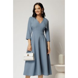 Rochie DY Fashion albastra cu funda pe umar