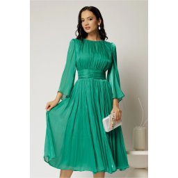 Rochie DY Fashion midi verde din voal peliculizat cu maneci ample