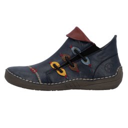 Ghete dama, Rieker, 72581-14-Albastru, casual, piele ecologica, cu talpa joasa, albastru (Marime: 41)