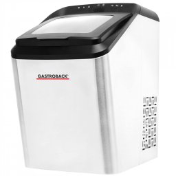 Masina de facut gheata Gastroback Bartender Pro 41143, 145 W, 15 kg/24 ore, 2,8 l, 2 dimensiuni, R600a, LED, Fara CFC, Inox/Negru