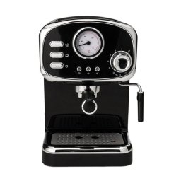 Espressor manual Gastroback Basic 42615, 1100 W, 15 bari, 1,25 l, Incalzitor cesti, Disc crema, Cafea macinata, Negru