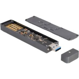 DeLOCK External Enclosure M.2 NVMe PCle SSD, SATA SSD, Drive Enclosure (grey, with USB Type A connector)