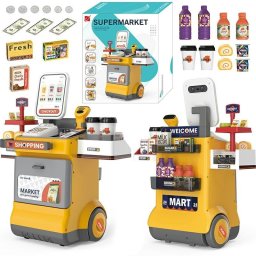 B45E Supermarket interactiv cu cărucior, sunete și casă de marcat