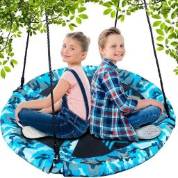 HS5 Fotoliu suspendat tip „cuib de barză” – 100 cm – Camuflaj albastru