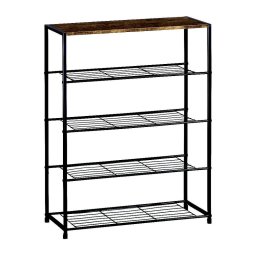 Mobilier interior M12B3A Suport metalic modern pentru încălțăminte (5 niveluri) – Stil rustic închis