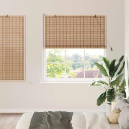 Rulou textil cu perdele Manual Maro deschis 140 x 160 cm Bambus GartenMobel Dekor