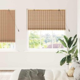 Rulou textil cu perdele Manual Maro deschis 150 x 220 cm Bambus GartenMobel Dekor