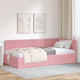 Cadru de pat coltar cu headboard Roz 90 x 190 cm Catifea GartenMobel Dekor