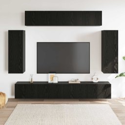 Set comoda TV 6 pcs Stejar Negru 100 x 30 x 30 cm Lemn compozit GartenMobel Dekor