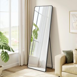 Oglinda de podea SONGMICS tip dressing, aluminiu, 150x40 cm, negru
