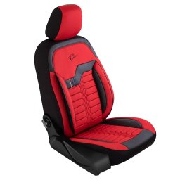 Set huse scaune auto Panda Londra rosu-negru, 11 piese, bancheta rabatabila