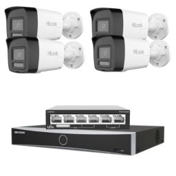 Sistem supraveghere depozit cu 4 camere IP 8MP 4K, NVR 8 canale si PoE