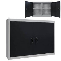 Dulap de perete pentru unelte din metal, gri-negru, stil industrial