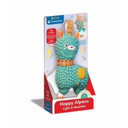 Clementoni - Zornaitoare interactiva alpaca cu lumini si sunete ce contribuie la dezvoltarea multisenzoriala