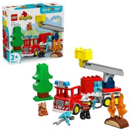 Set LEGO DUPLO - Camion de pompieri cu furtun și pompier (10473)