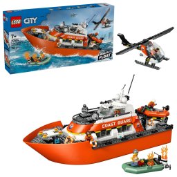 Set LEGO City - Barcă de salvare și elicopter ale Pazei de Coastă (60504)