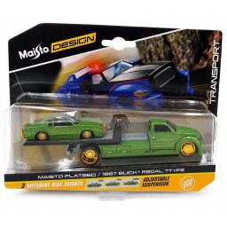 Maisto Design Elite Transport Set Camion Cu Rampa Maisto Flatbed Si Masinuta Buick Regal T Type 1987 Scara 1 La 64