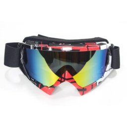 Ochelari cross enduro atv,rama rosie negru,sticla oglinda WB P-27