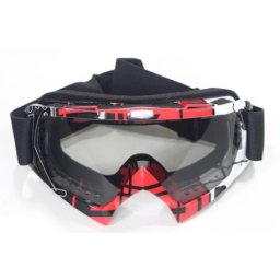 Ochelari coss enduro atv, WB P-25,rama rosu,alb,negru,sticla transparenta