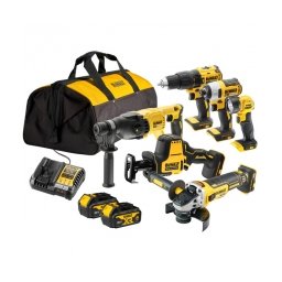 DeWalt - DCK607M2 - Set 6 scule cu 2 acumulatori si incarcator, Li-Ion, 18 V, 4 Ah + geanta textila